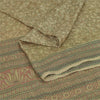 Sanskriti Vintage Sarees Shades of Cream Pure Silk Printed Sari 5yd Craft Fabric