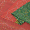 Sanskriti Vintage Sarees Green/Red Pure Silk Bandhani Printed Sari 5yd Fabric