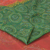 Sanskriti Vintage Sarees Green/Red Pure Silk Bandhani Printed Sari 5yd Fabric