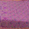 Sanskriti Vintage Sarees Purple Zari Border Pure Silk Printed Sari 6yd Fabric