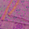 Sanskriti Vintage Sarees Purple Zari Border Pure Silk Printed Sari 6yd Fabric