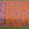 Sanskriti Vintage Sarees Orange 100% Pure Silk Printed Sari 6yd Craft Fabric