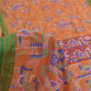 Sanskriti Vintage Sarees Orange 100% Pure Silk Printed Sari 6yd Craft Fabric