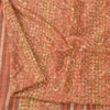 Sanskriti Vintage Sarees Peach Indian Pure Silk Printed Sari 5yd Craft Fabric