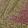 Sanskriti Vintage Sarees Red/Green Bandhani Pure Silk Printed Sari Craft Fabric