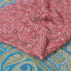 Sanskriti Vintage Sarees Pink/Blue 100% Pure Silk Printed Sari 5yd Craft Fabric