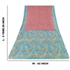 Sanskriti Vintage Sarees Pink/Blue 100% Pure Silk Printed Sari 5yd Craft Fabric