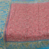 Sanskriti Vintage Sarees Pink/Blue 100% Pure Silk Printed Sari 5yd Craft Fabric