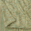 Sanskriti Vintage Sarees Olive Green 100% Pure Silk Print Sari 6yd Craft Fabric