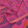 Sanskriti Vintage Sarees Pink Zari Border Pure Silk Print Sari 6yd Craft Fabric