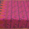 Sanskriti Vintage Sarees Pink Zari Border Pure Silk Print Sari 6yd Craft Fabric