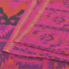 Sanskriti Vintage Sarees Pink Zari Border Pure Silk Print Sari 6yd Craft Fabric