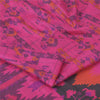 Sanskriti Vintage Sarees Pink Zari Border Pure Silk Print Sari 6yd Craft Fabric