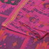 Sanskriti Vintage Sarees Pink Zari Border Pure Silk Print Sari 6yd Craft Fabric