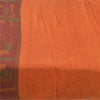 Sanskriti Vintage Sarees Orange Indian Pure Silk Printed Sari 6yd Craft Fabric