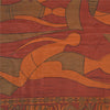 Sanskriti Vintage Sarees Orange Indian Pure Silk Printed Sari 6yd Craft Fabric