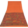 Sanskriti Vintage Sarees Orange Indian Pure Silk Printed Sari 6yd Craft Fabric