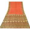 Sanskriti Vintage Sarees Indian Orange Pure Silk Printed Sari 5yd Craft Fabric