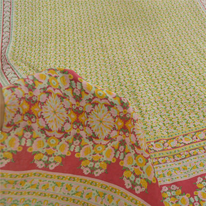 Sanskriti Vintage Sarees Indian Multi Pure Silk Printed Sari 5yd Craft Fabric