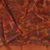 Sanskriti Vintage Sarees Indian Orange Pure Silk Printed Sari 6yd Craft Fabric