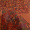 Sanskriti Vintage Sarees Indian Orange Pure Silk Printed Sari 6yd Craft Fabric