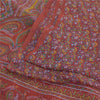 Sanskriti Vintage Sarees Dark Red 100% Pure Silk Printed Sari 6yd Craft Fabric