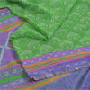 Sanskriti Vintage Sarees Green Pure Chiffon Silk Printed Sari 5yd Craft Fabric