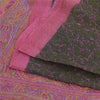 Sanskriti Vintage Sarees Green/Pink Blend Silk Printed Sari 5yd SoftCraft Fabric