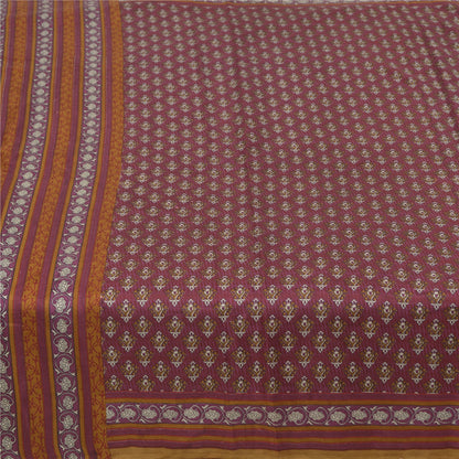 Sanskriti Vintage Sarees Indian Purple Pure Silk Printed Sari 5yd Craft Fabric