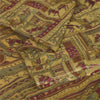 Sanskriti Vintage Sarees Pale-Yellow Pure Silk Printed Sari 5yd Craft Fabric