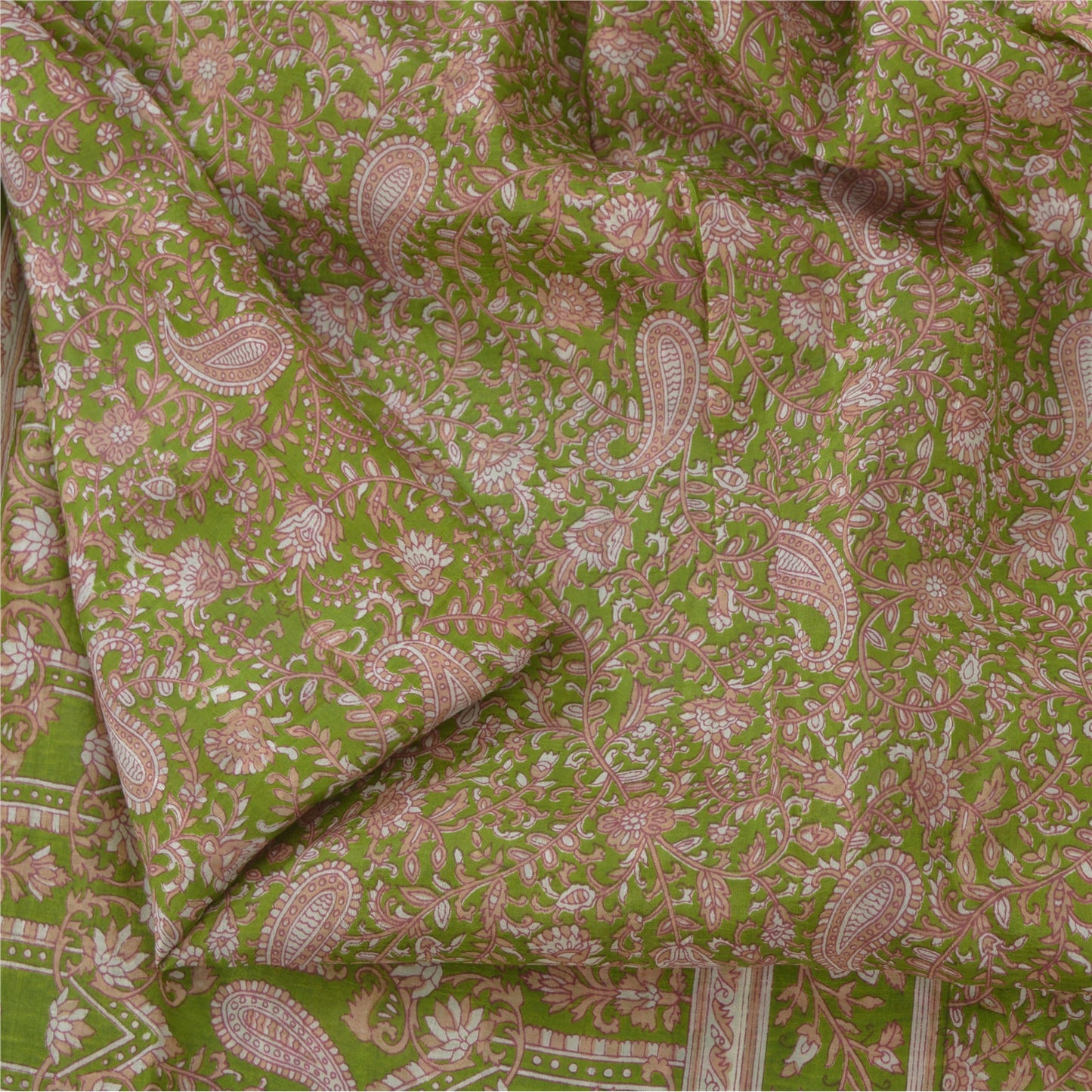 Sanskriti Vintage Sarees 6yd Quilting Felting Craft Fabric Pure Silk Print Sari