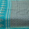 Sanskriti Vintage Sarees 6yd Quilting Felting Craft Fabric Blue Pure Silk Sari