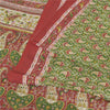 Sanskriti Vintage Sarees Green/Red Indian Pure Silk Print Sari 5yd Craft Fabric