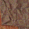 Sanskriti Vintage Sarees Gray/Orange Bandhani Pure Silk Printed Sari 5yd Fabric