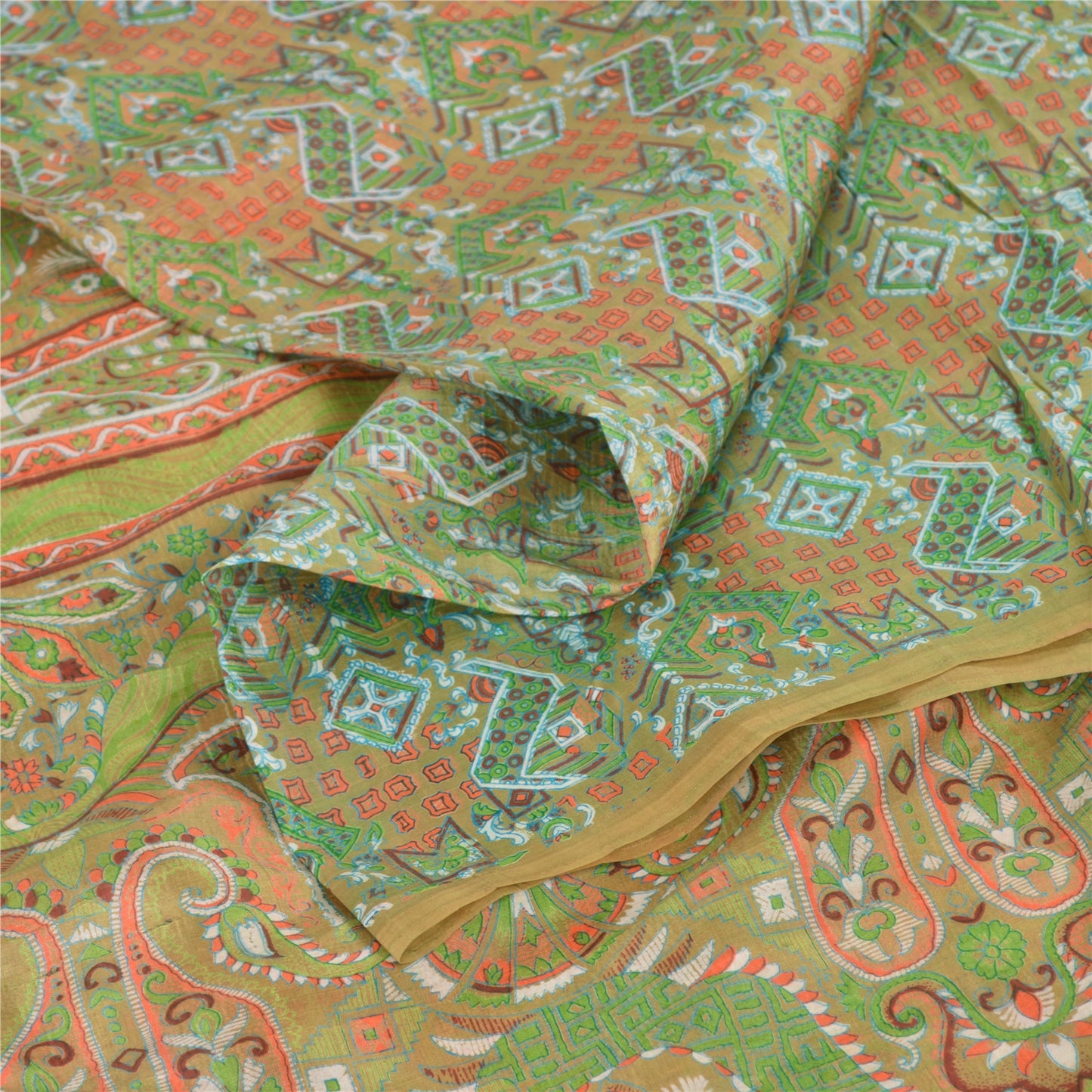 Sanskriti Vintage Sarees Pure Silk Quilting Felting Craft Fabric Printed Sari