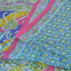 Sanskriti Vintage Sarees Blue From India Pure Silk Printed Sari 5yd Craft Fabric