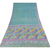 Sanskriti Vintage Sarees Blue From India Pure Silk Printed Sari 5yd Craft Fabric