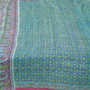 Sanskriti Vintage Sarees Blue From India Pure Silk Printed Sari 5yd Craft Fabric