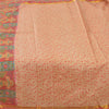 Sanskriti Vintage Sarees Cream/Red Zari Border Pure Silk Printed Sari 5yd Fabric