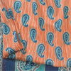 Sanskriti Vintage Sarees Peach/Blue 100% Pure Silk Printed Sari 5yd Craft Fabric