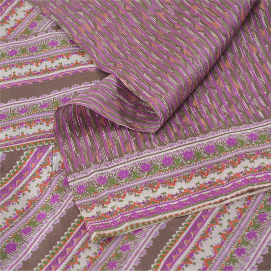 Sanskriti Vintage Sarees Multicolor 100% Pure Silk Printed Sari 6yd Craft Fabric