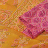 Sanskriti Vintage Sarees Pink/Saffron Pure Silk Bandhani Printed Sari Fabric