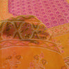 Sanskriti Vintage Sarees Pink/Saffron Pure Silk Bandhani Printed Sari Fabric