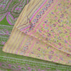 Sanskriti Vintage Sarees Lemon Indian Pure Silk Printed Sari 6yd Craft Fabric