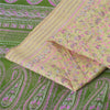 Sanskriti Vintage Sarees Lemon Indian Pure Silk Printed Sari 6yd Craft Fabric