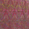 Sanskriti Vintage Sarees Purple 100% Pure Silk Printed Sari 5yd Craft Fabric