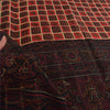 Sanskriti Vintage Sarees Red/Black Bandhani Pure Silk Printed Sari 5yd Fabric