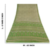 Sanskriti Vintage Sarees Ivory/Green Pure Silk Printed Sari 6yd Craft Fabric