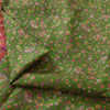 Sanskriti Vintage Sarees Green/Pink Pure Silk Printed Sari 5yd Craft Fabric