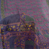 Sanskriti Vintage Sarees Purple Pure Silk Printed Sari 5yd Craft Fabric